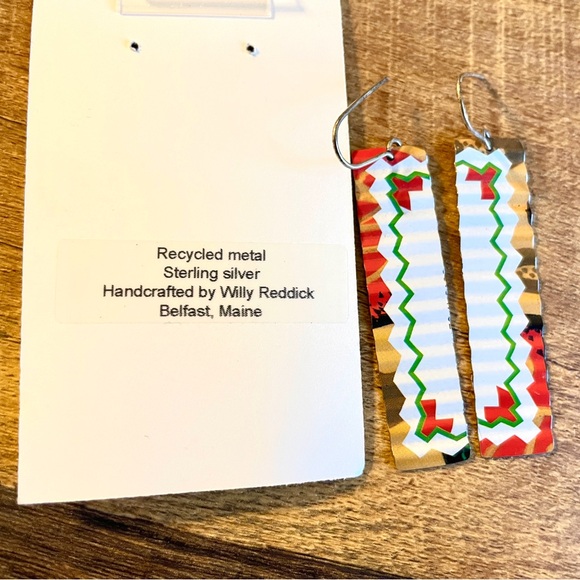 Tin and sterling silver artisan earrings - Picture 2 of 4